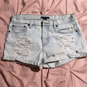 Forever 21 light wash distressed jean shorts